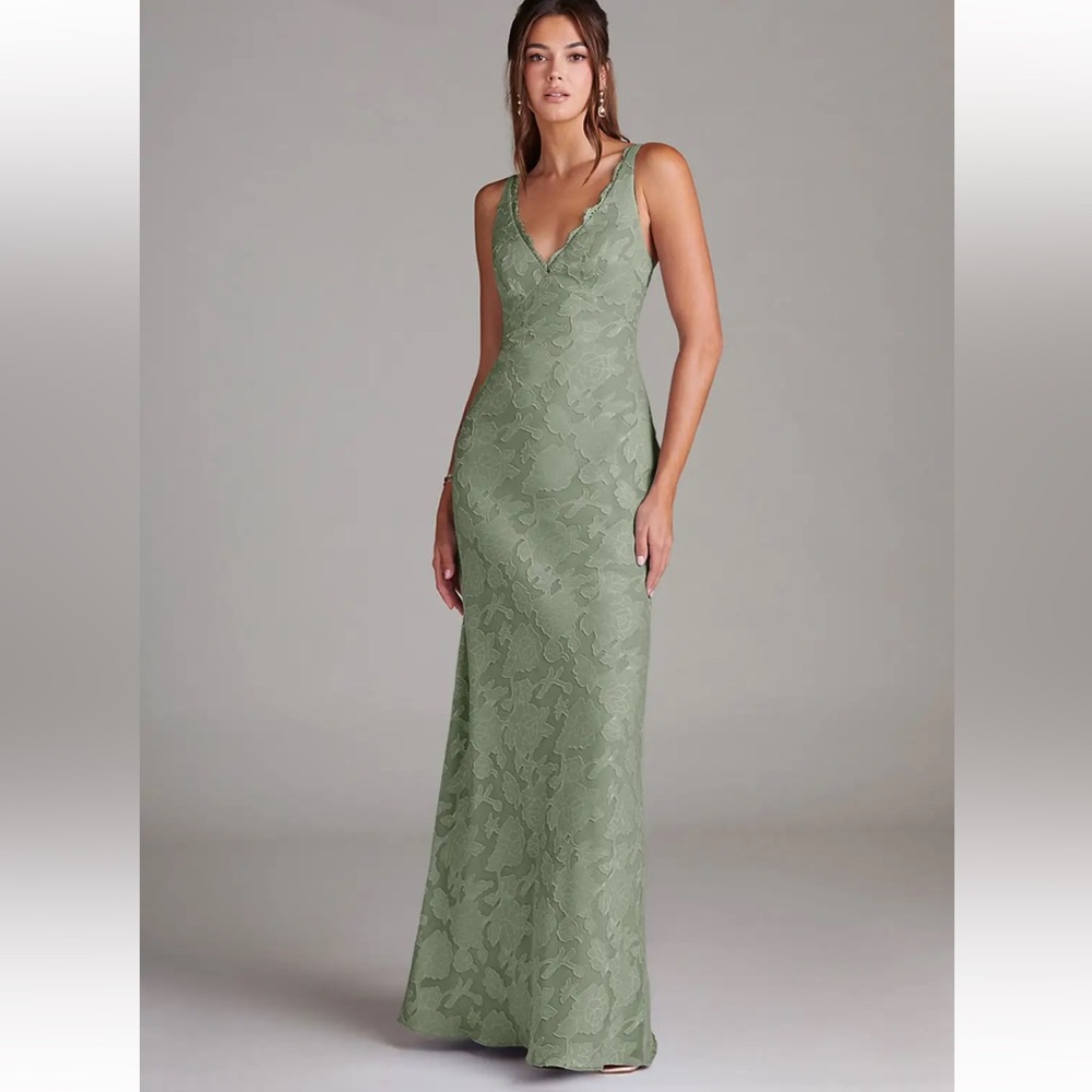 Azazie Agave Floral Burnout - Maxi Dress